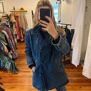 Stylish Blue Denim Peacoat